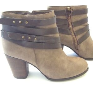 Madden Girl Deluxxxe Ankle Boots Women's Size 7.5 M Brown Strappy Heel